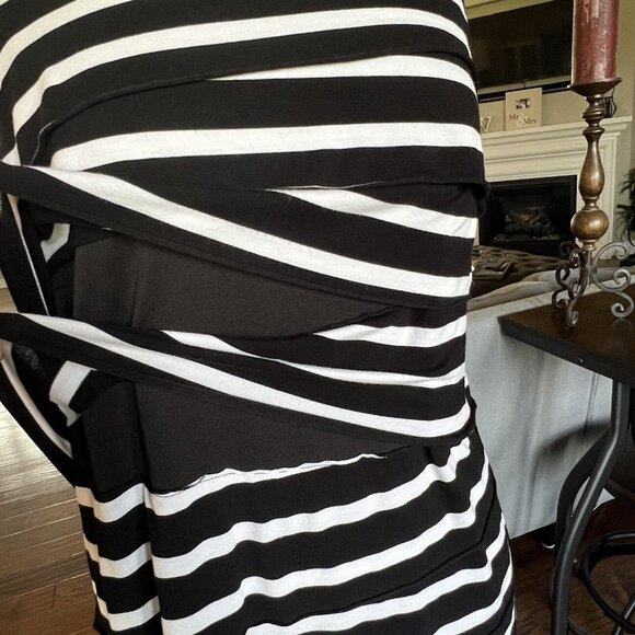 Alfani Sleeveless Knit Dress Plus Size 1X Black White Layered Bandage Stretch - Picture 4 of 15